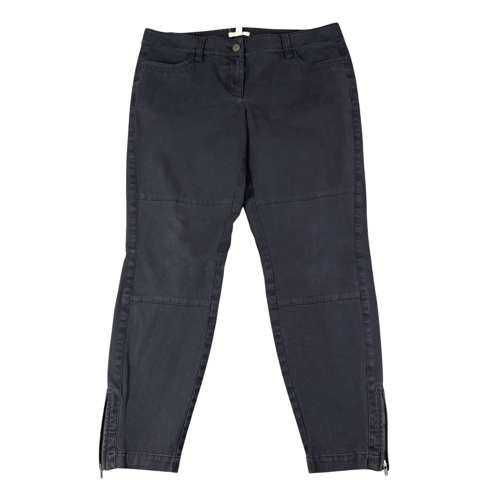 Eileen Fisher M Black Ankle Pants Seam Ankle Zip Slim Skinny Neutral Casual